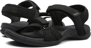 MEGNYA Womens Lightweight Cushion Sandals for Walking, Summer Outside Hiking Sandals with Adjustable Hook and Loop Straps