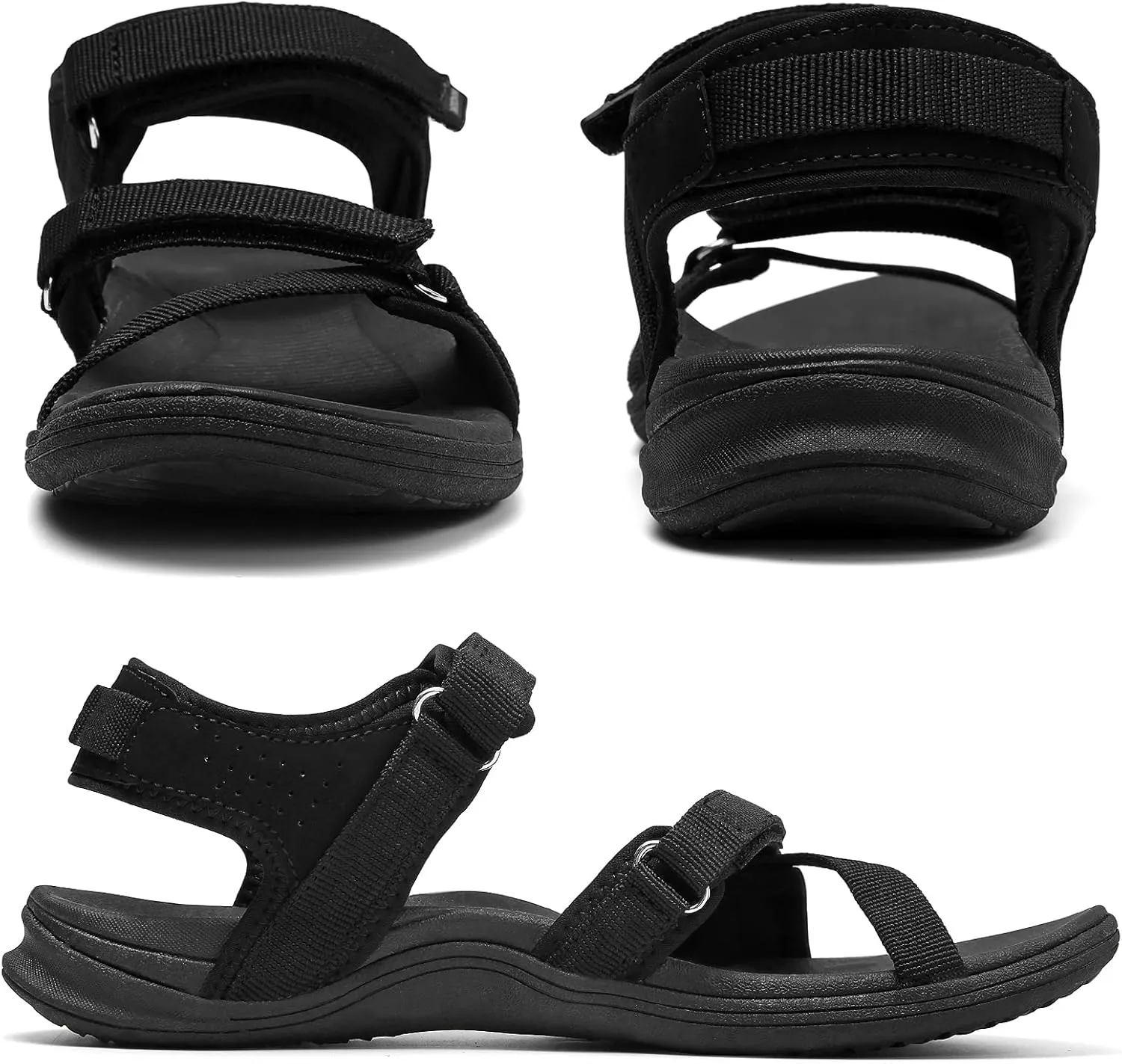 MEGNYA Womens Lightweight Cushion Sandals for Walking, Summer Outside Hiking Sandals with Adjustable Hook and Loop Straps