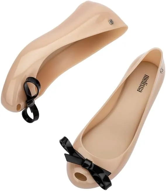 Melissa Ultragirl Bow II Flat - Versatile Slip-On Design - Stylish Flats for Women - Sweet Bow Detail - Comfy Fit - PVC & Metal Upper - Laminated Insole - Bubblegum Scent - Dressy Flats