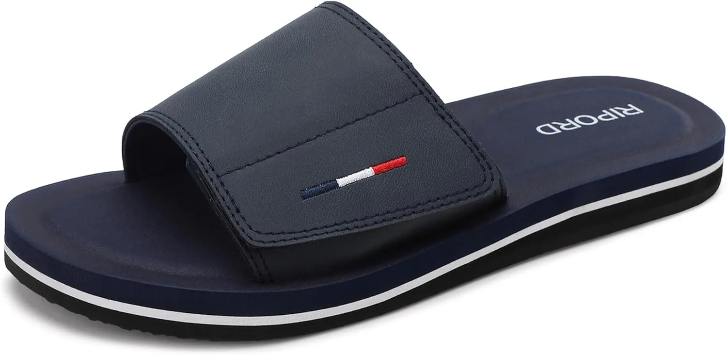 Mens Adjustable Slides Sandals Slip On Sandals Comfortable Athletic Anti-Slip Slides