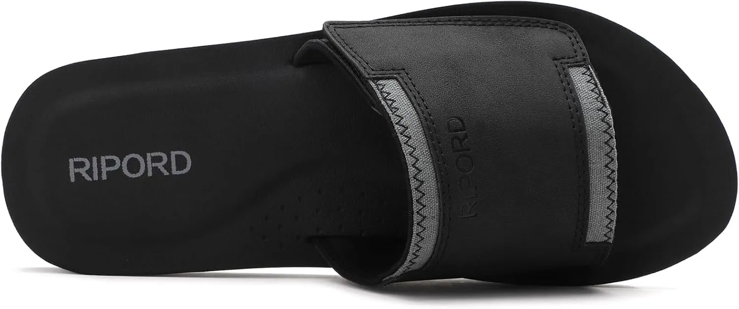 Mens Adjustable Slides Sandals Slip On Sandals Comfortable Athletic Anti-Slip Slides