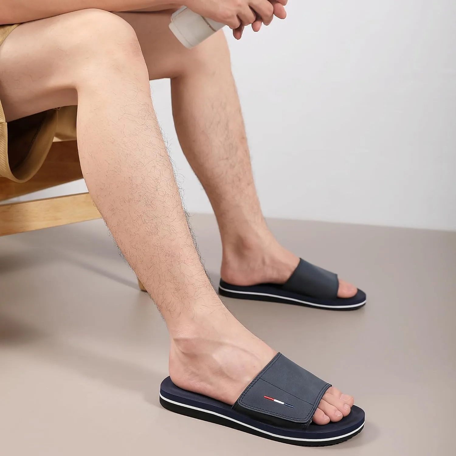 Mens Adjustable Slides Sandals Slip On Sandals Comfortable Athletic Anti-Slip Slides