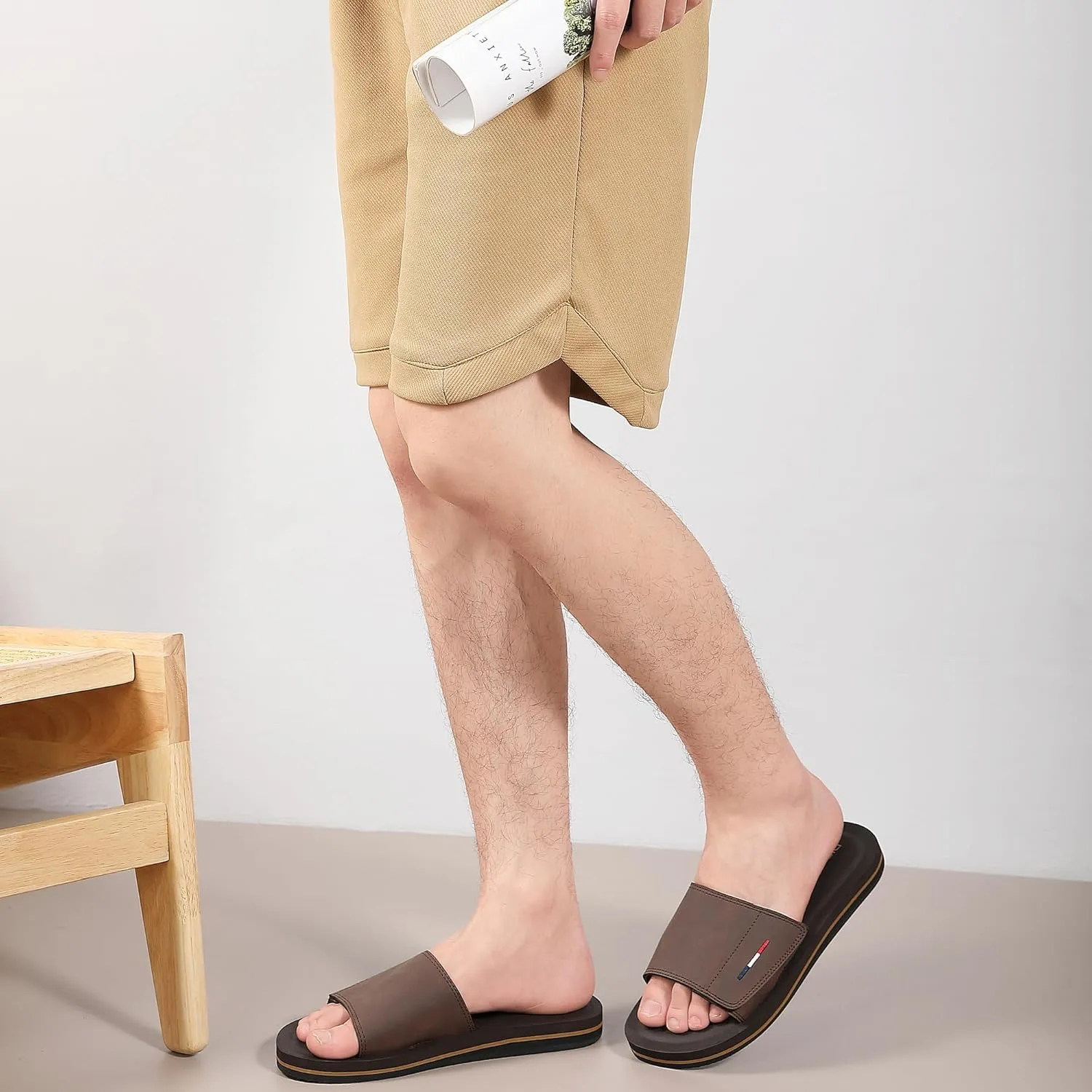 Mens Adjustable Slides Sandals Slip On Sandals Comfortable Athletic Anti-Slip Slides