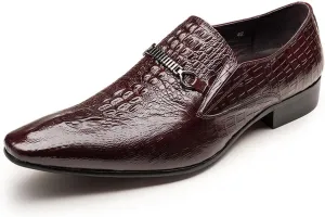 Men's Alligator Crocodile Print Oxfords Fashion Slip on Dress Shoes