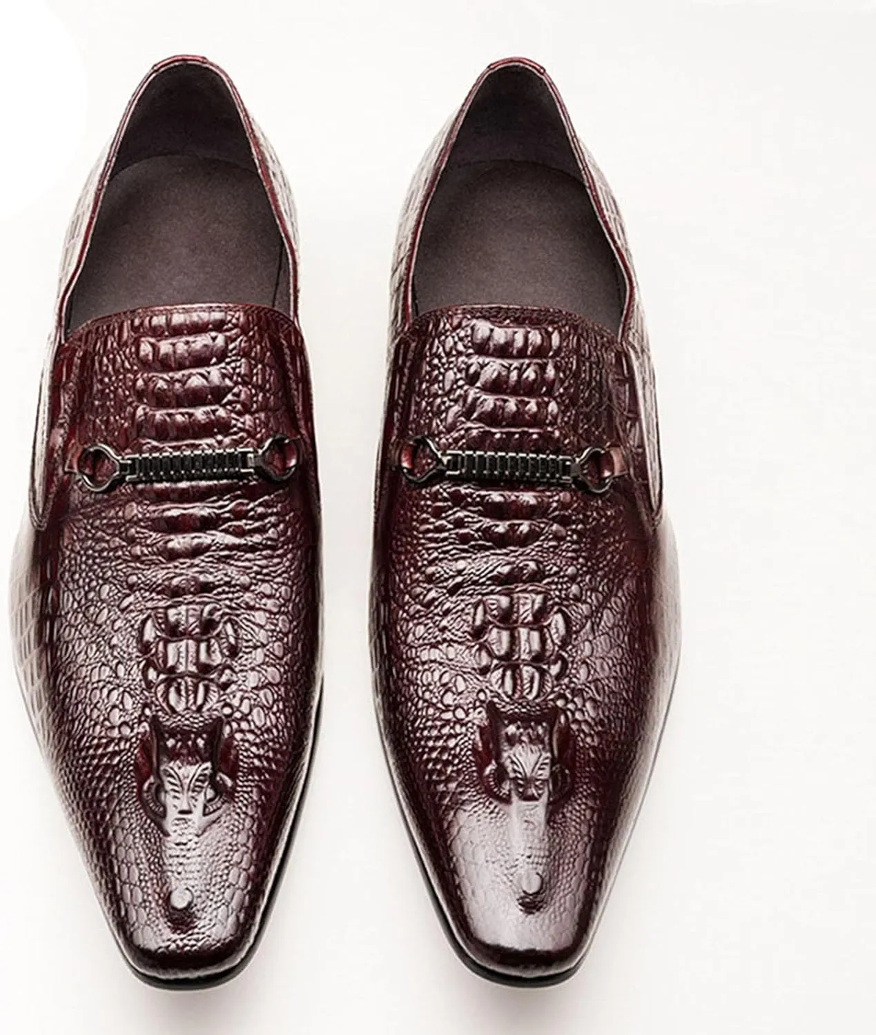Men's Alligator Crocodile Print Oxfords Fashion Slip on Dress Shoes