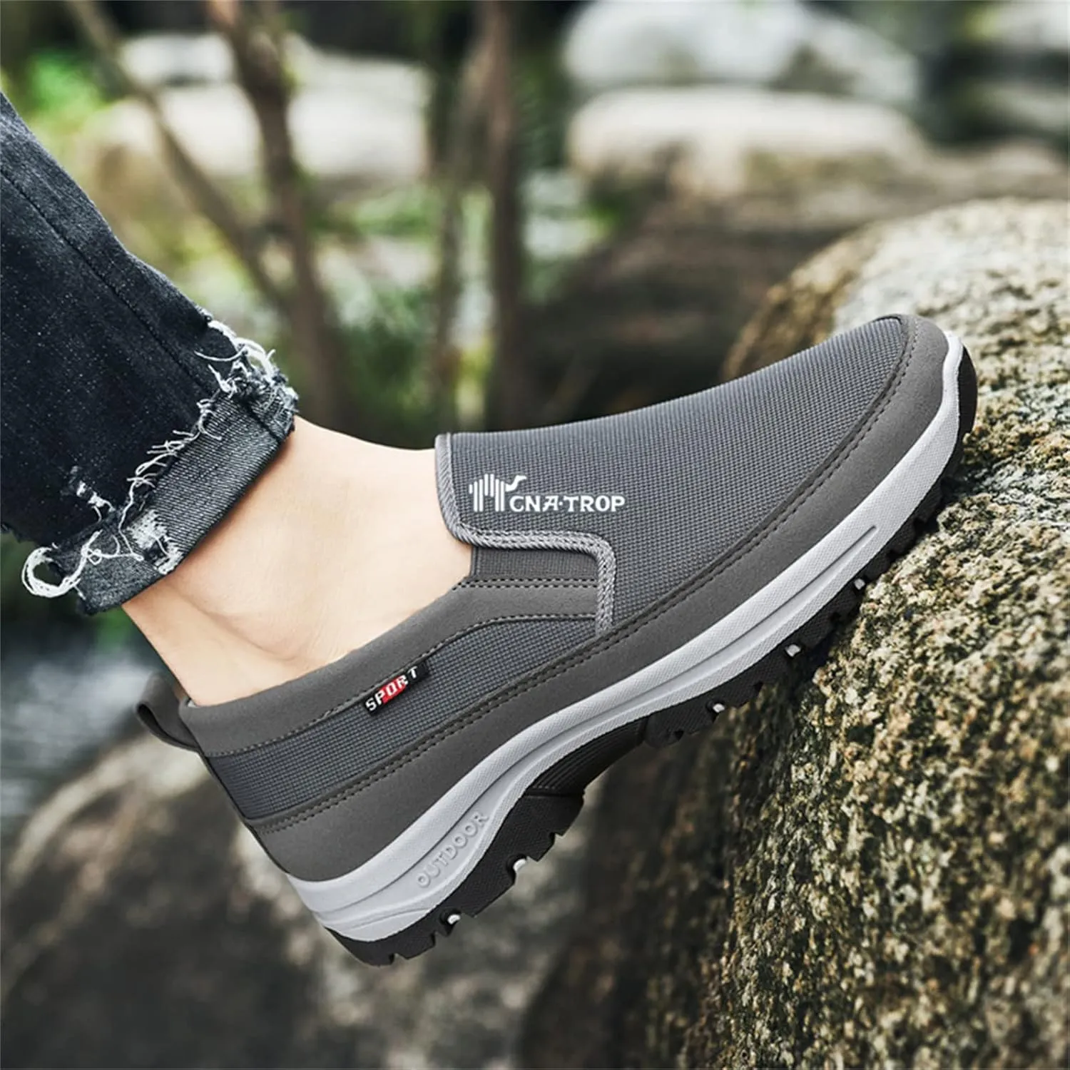 Men's Arch Support Slip-on Canvas Loafers,Outdoor Casual Non Slip Orthopedic Sneakers Flats Walking Boat Shoes