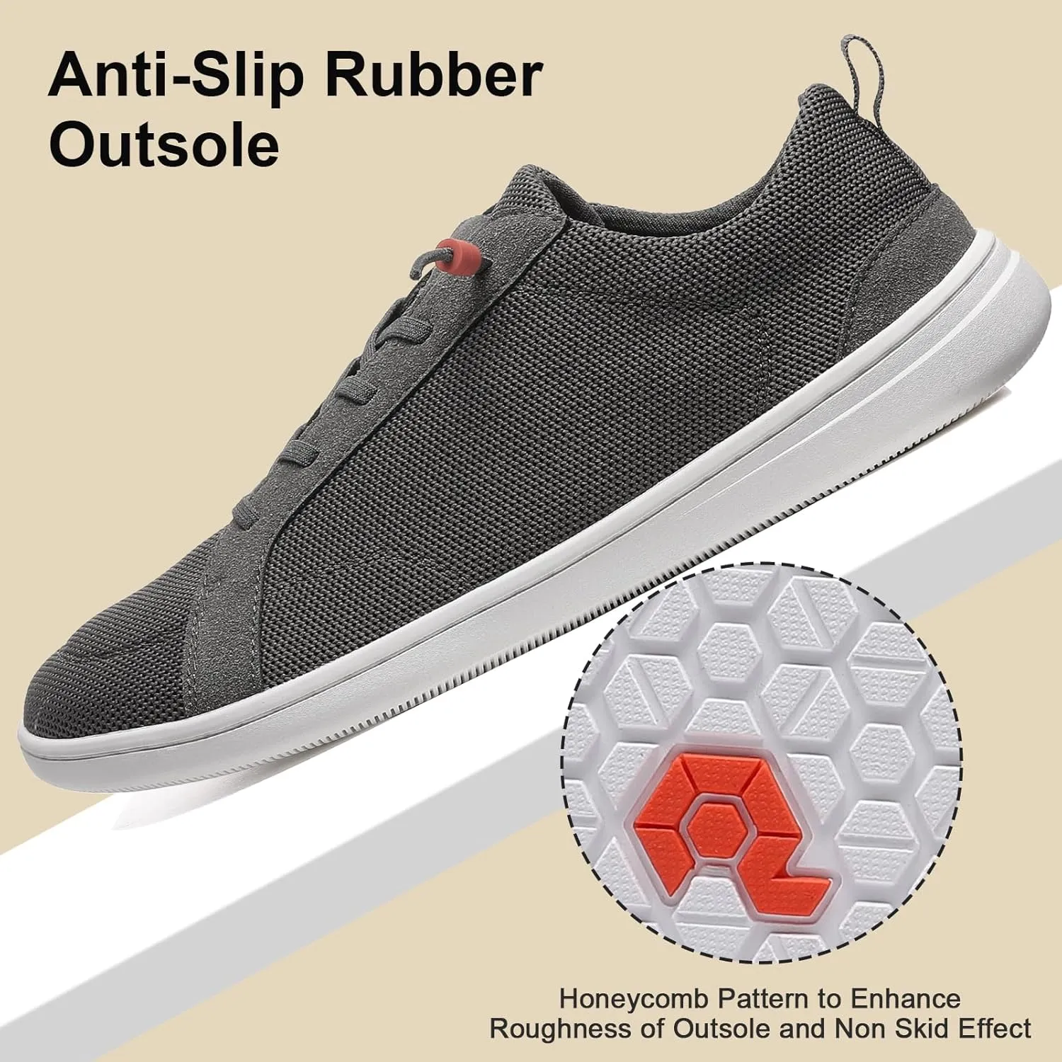 Men's Barefoot Wide Toe Box Shoes - Minimalist Barefoot Shoes with Zero Drop Sole Extra Wide Slip on Walking Shoes for Men