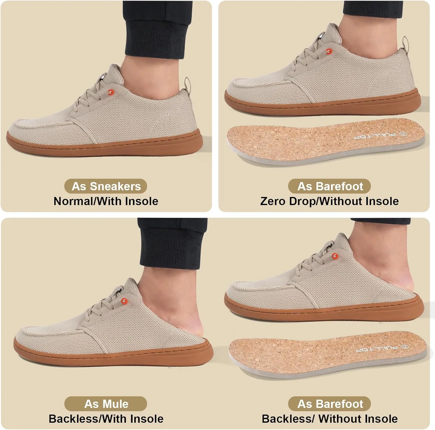 Men's Barefoot Wide Toe Box Shoes - Minimalist Barefoot Shoes with Zero Drop Sole Extra Wide Slip on Walking Shoes for Men