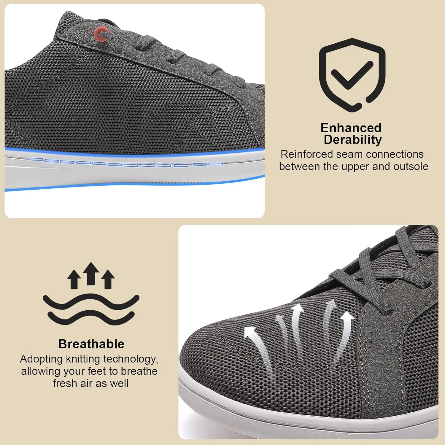 Men's Barefoot Wide Toe Box Shoes - Minimalist Barefoot Shoes with Zero Drop Sole Extra Wide Slip on Walking Shoes for Men