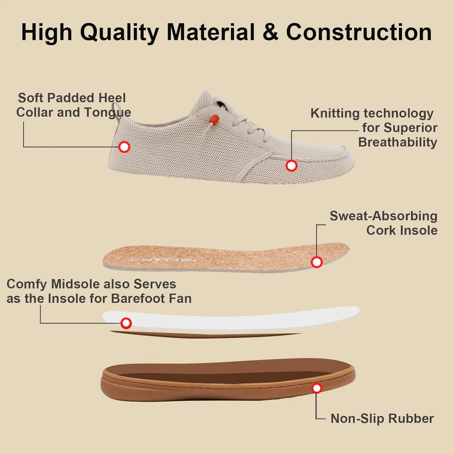 Men's Barefoot Wide Toe Box Shoes - Minimalist Barefoot Shoes with Zero Drop Sole Extra Wide Slip on Walking Shoes for Men