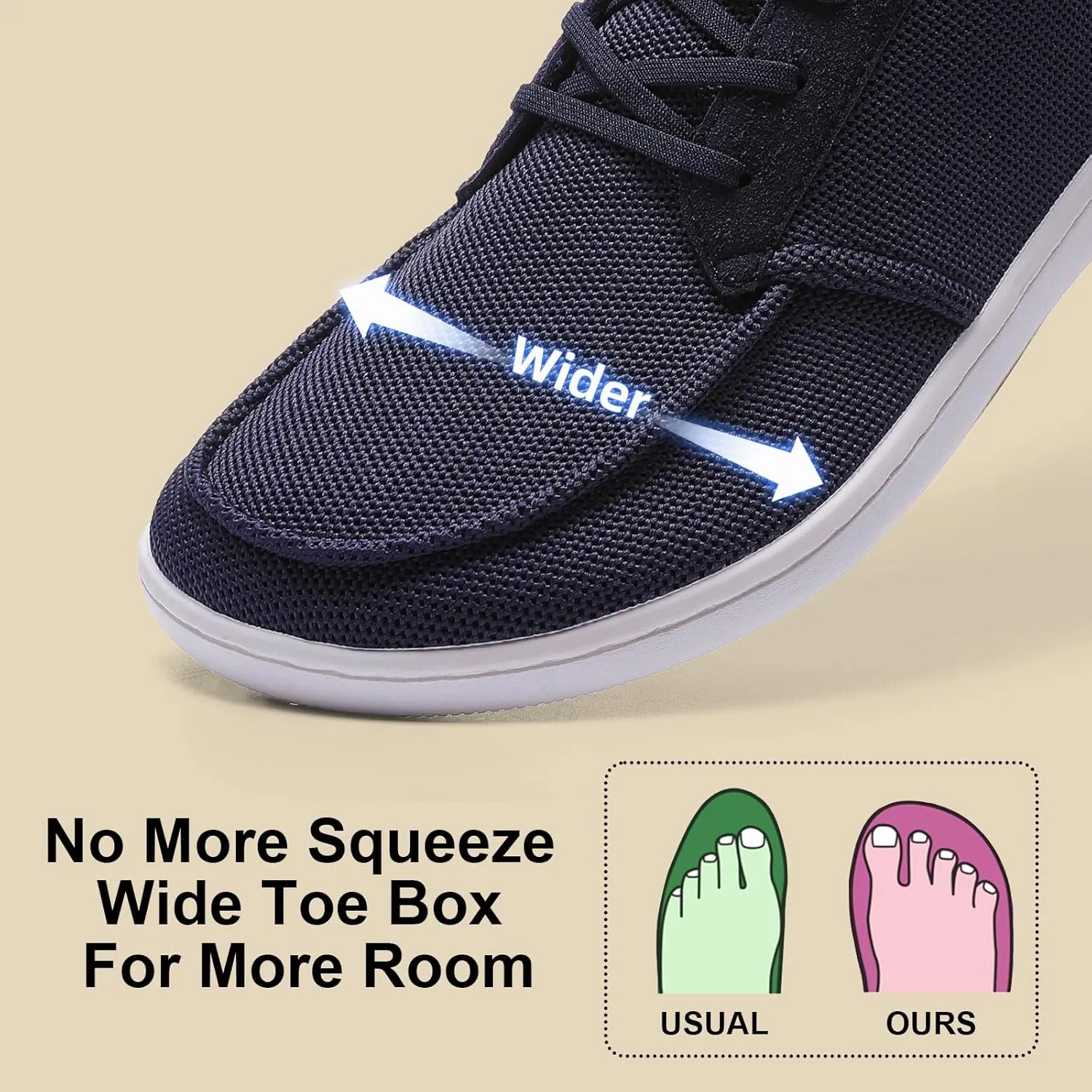 Men's Barefoot Wide Toe Box Shoes - Minimalist Barefoot Shoes with Zero Drop Sole Extra Wide Slip on Walking Shoes for Men
