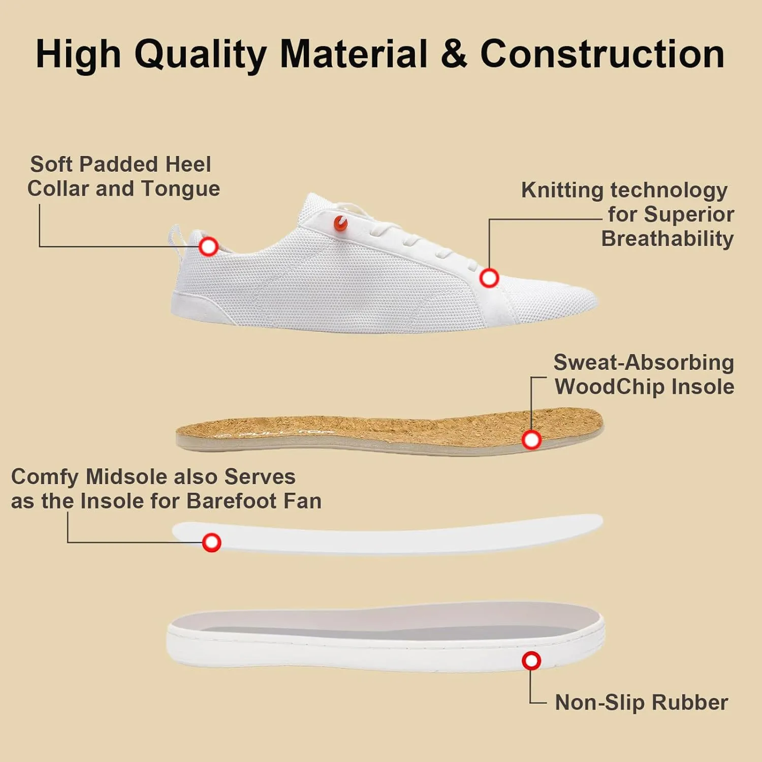 Men's Barefoot Wide Toe Box Shoes - Minimalist Barefoot Shoes with Zero Drop Sole Extra Wide Slip on Walking Shoes for Men