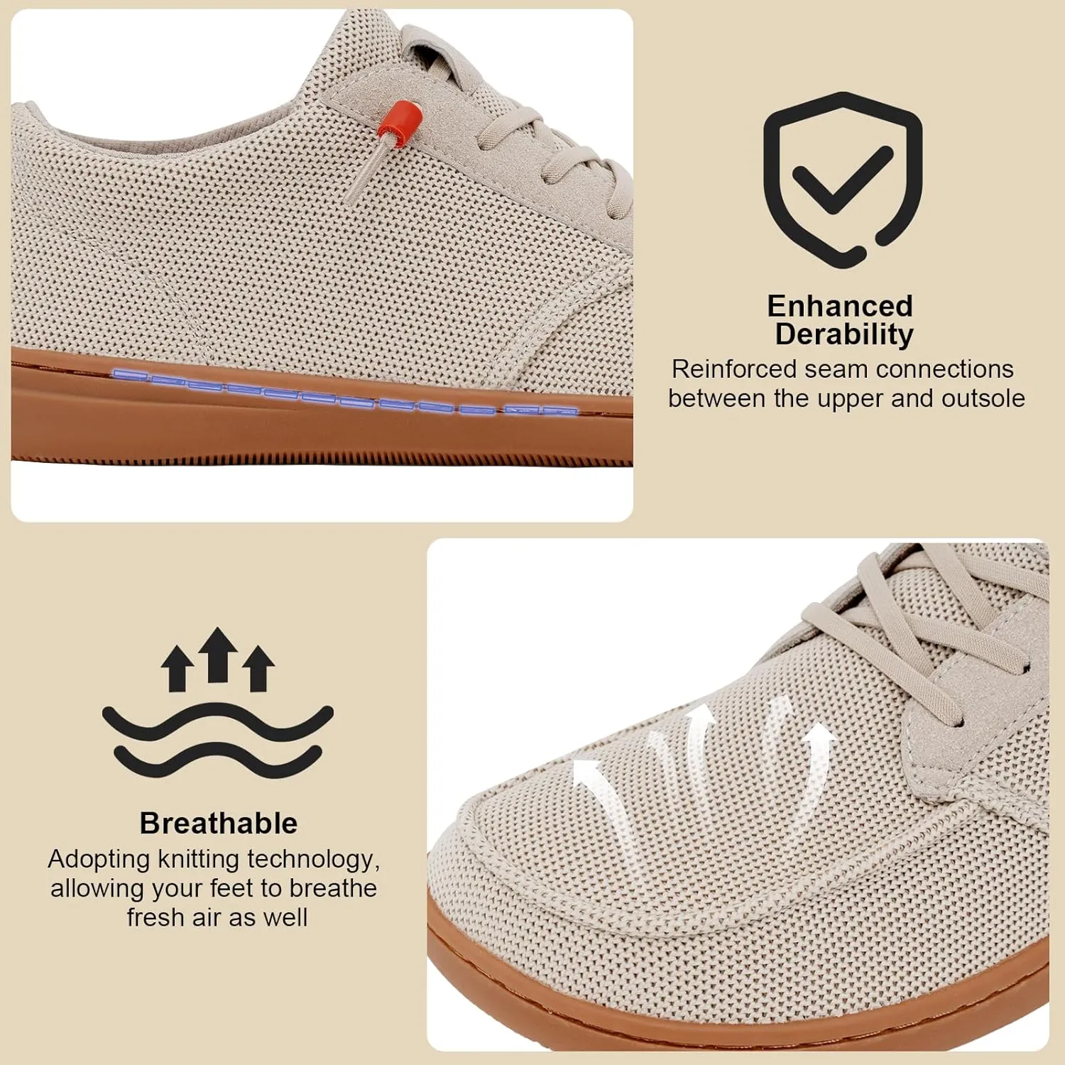 Men's Barefoot Wide Toe Box Shoes - Minimalist Barefoot Shoes with Zero Drop Sole Extra Wide Slip on Walking Shoes for Men