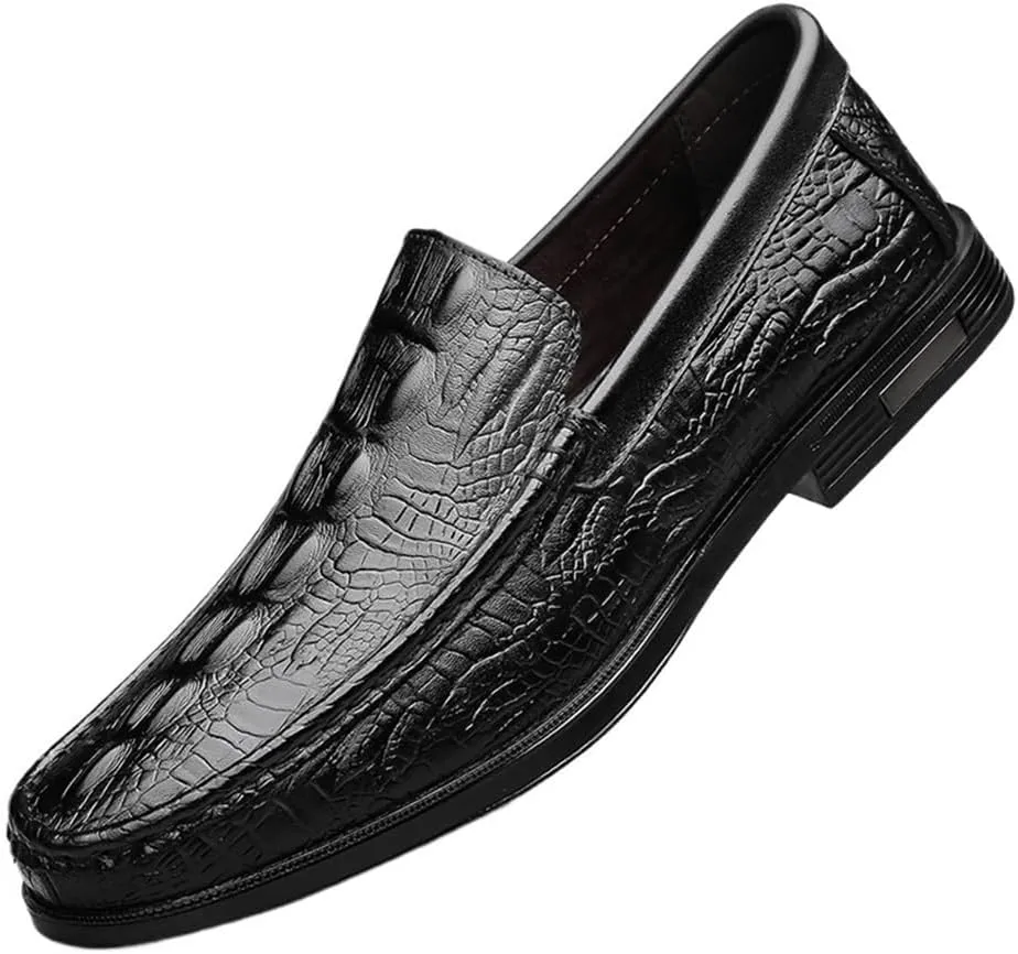 Mens Black Leather Oxford Loafers Slip On Formal Business Party Shoes Comfortable Anti Slip Pointed Toe