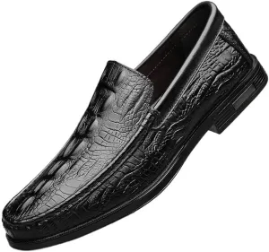 Mens Black Leather Oxford Loafers Slip On Formal Business Party Shoes Comfortable Anti Slip Pointed Toe