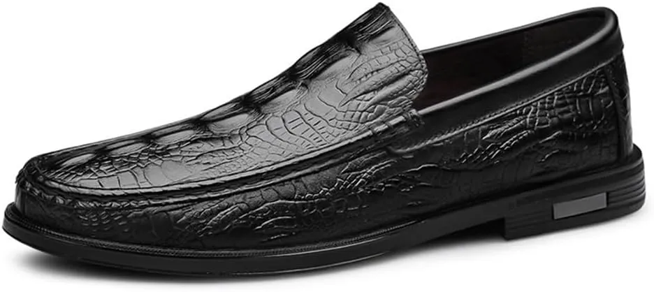 Mens Black Leather Oxford Loafers Slip On Formal Business Party Shoes Comfortable Anti Slip Pointed Toe