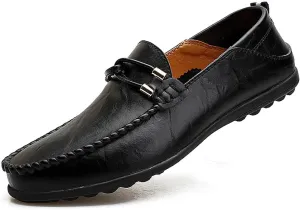Men's Casual Genuine Leather Slip On Soft Driving Walking Shoes Penny Loafer Flats Shoes