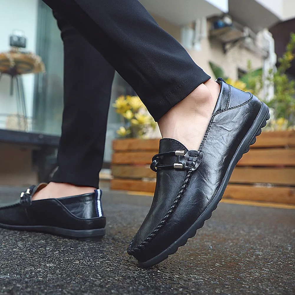 Men's Casual Genuine Leather Slip On Soft Driving Walking Shoes Penny Loafer Flats Shoes