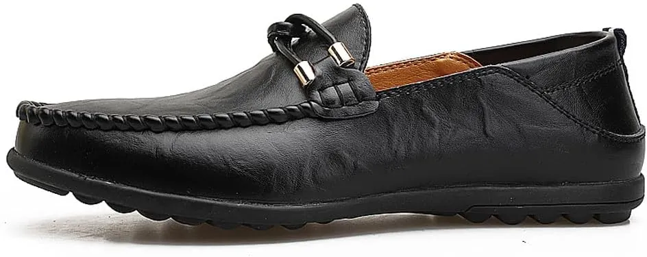Men's Casual Genuine Leather Slip On Soft Driving Walking Shoes Penny Loafer Flats Shoes