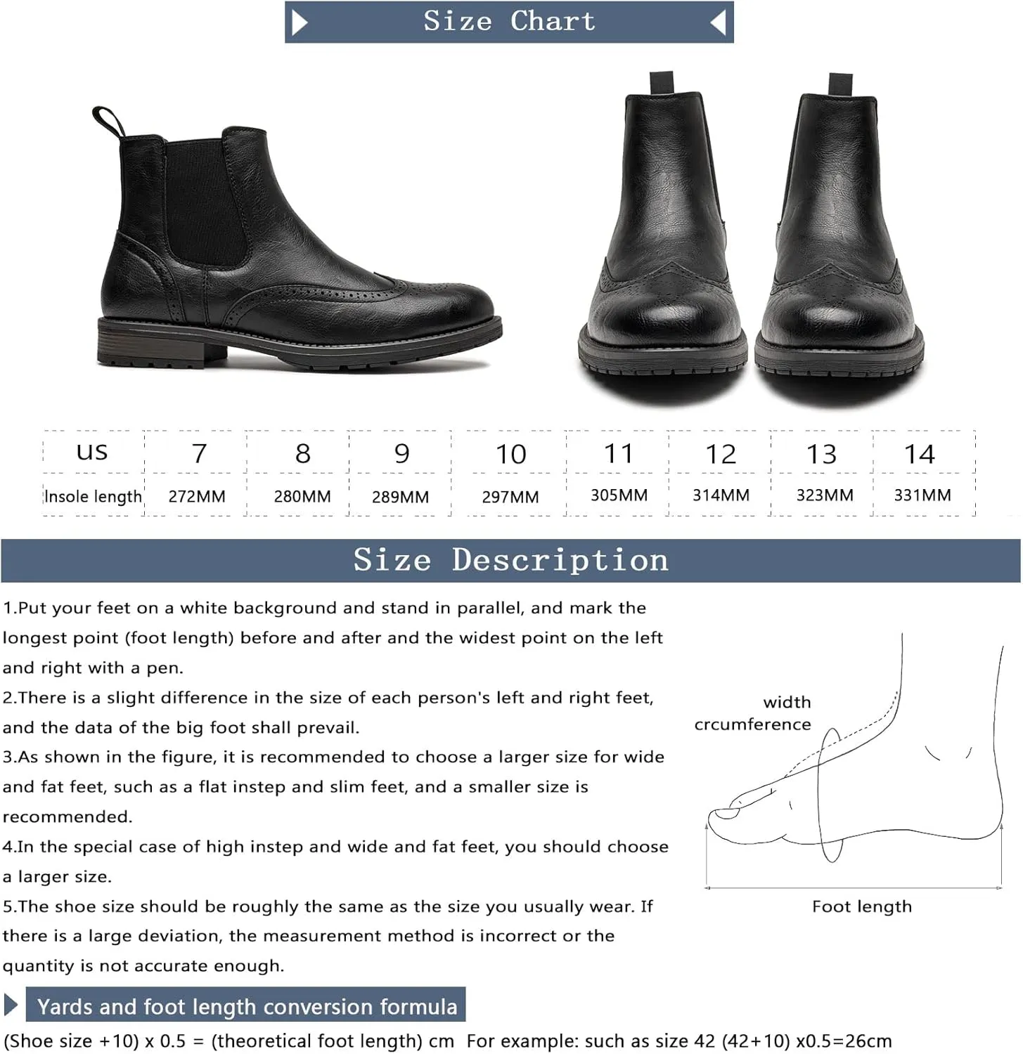 Men's Chelsea Boots Slip-on Formal Dress Boots for Men Casual Ankle Men Boots