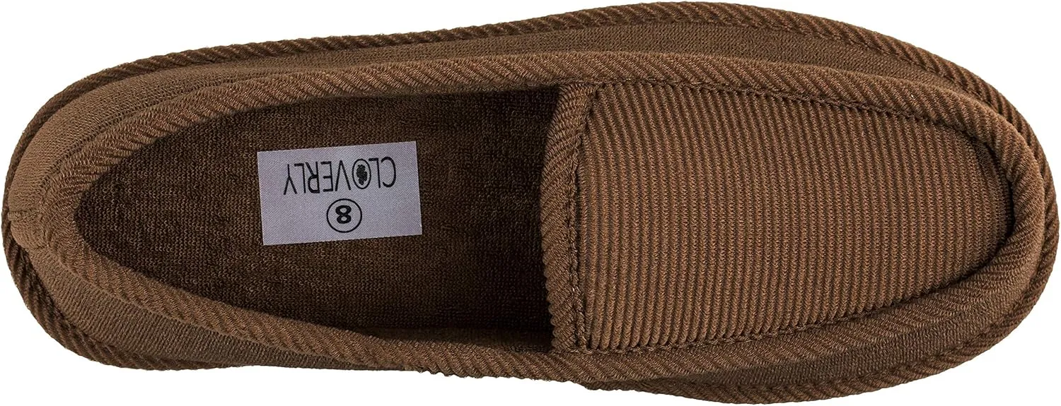 Men's Corduroy House Slippers Moccasins Loafers Slip-on Shoes