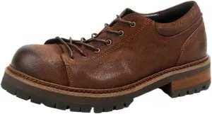 Men's Formal Leather Shoes Breathable Round Toe Versatile Classic Slip On Shoes Oxfords Sole Lightweight Men's Vintage Nubuck Leather Business Shoes