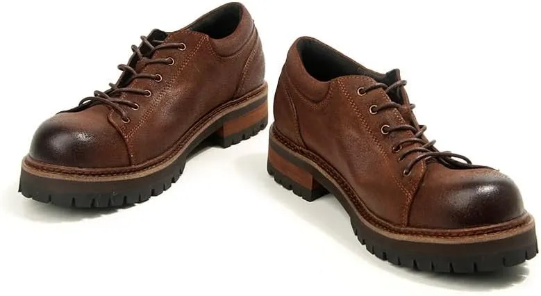 Men's Formal Leather Shoes Breathable Round Toe Versatile Classic Slip On Shoes Oxfords Sole Lightweight Men's Vintage Nubuck Leather Business Shoes