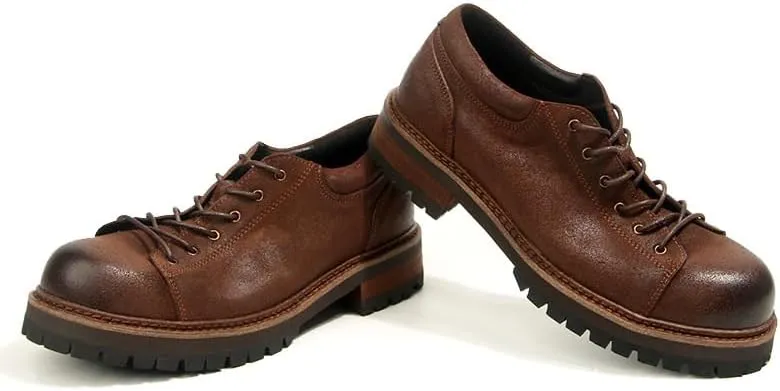 Men's Formal Leather Shoes Breathable Round Toe Versatile Classic Slip On Shoes Oxfords Sole Lightweight Men's Vintage Nubuck Leather Business Shoes