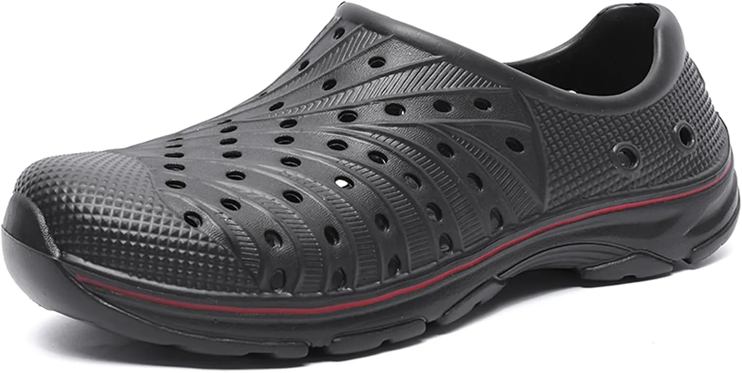 Men's Garden Shoes Slip on Breathable EVA Shower Water Shoes Garden Clogs for Outdoors Quick-Drying Clog Summer Pool Sandals Anti-Slip Beach Shoes