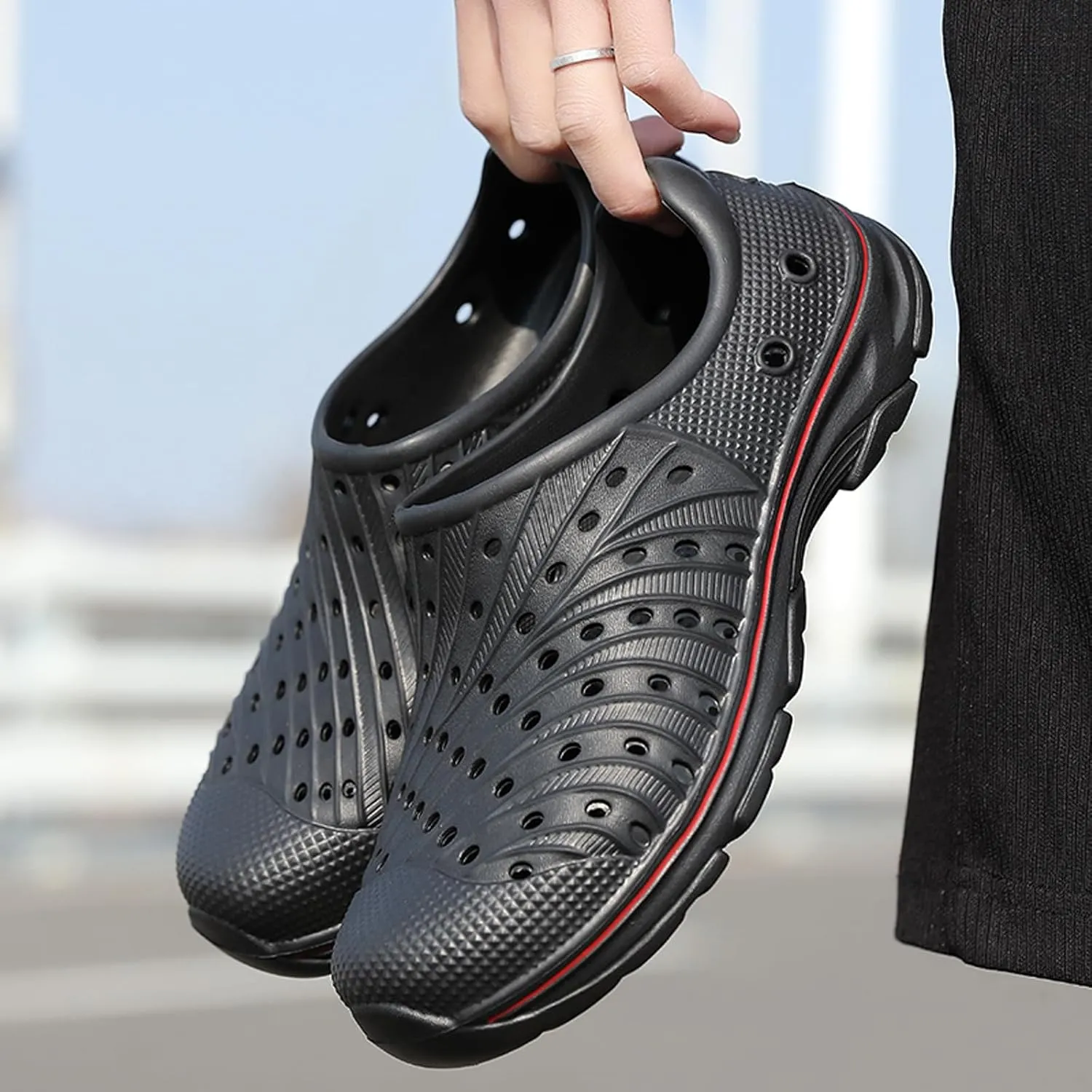 Men's Garden Shoes Slip on Breathable EVA Shower Water Shoes Garden Clogs for Outdoors Quick-Drying Clog Summer Pool Sandals Anti-Slip Beach Shoes