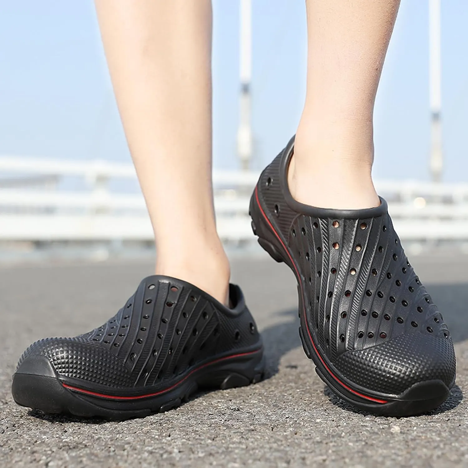 Men's Garden Shoes Slip on Breathable EVA Shower Water Shoes Garden Clogs for Outdoors Quick-Drying Clog Summer Pool Sandals Anti-Slip Beach Shoes