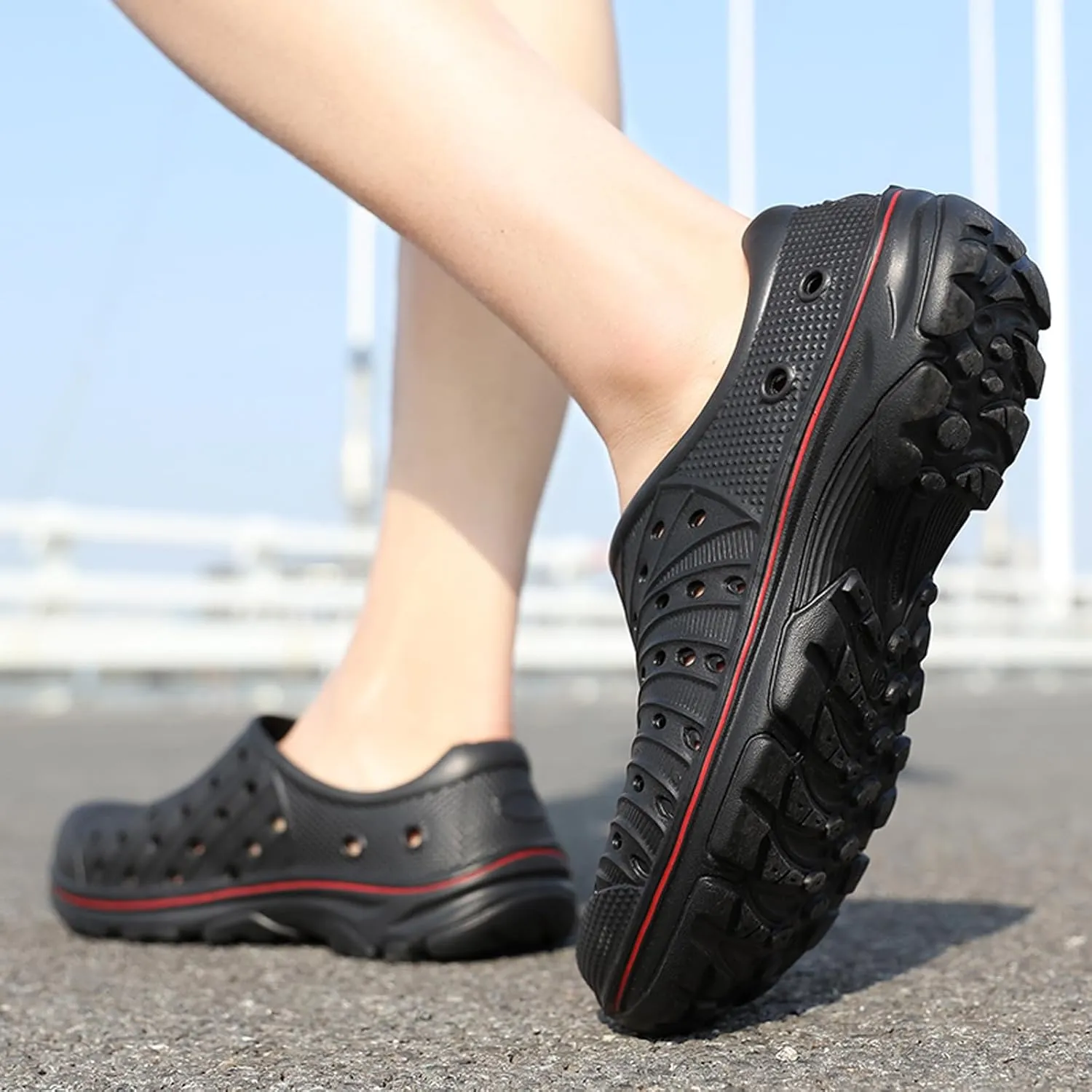 Men's Garden Shoes Slip on Breathable EVA Shower Water Shoes Garden Clogs for Outdoors Quick-Drying Clog Summer Pool Sandals Anti-Slip Beach Shoes