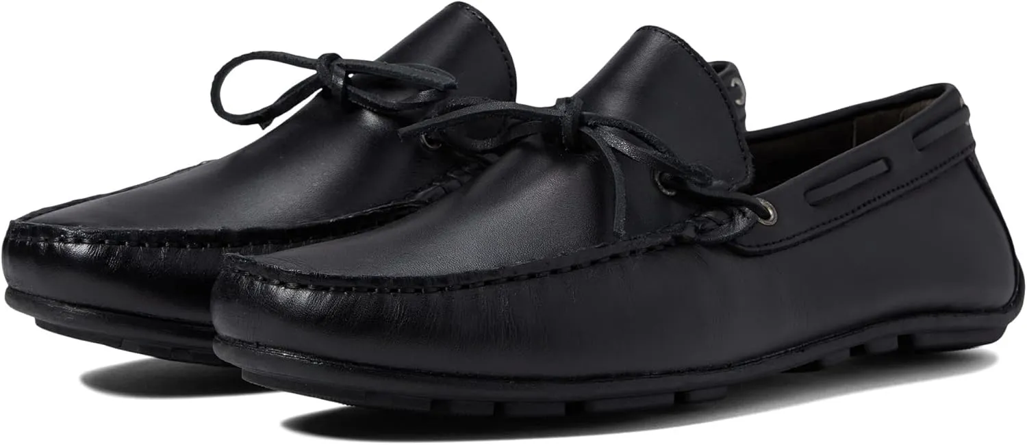 Men's Genuine Leather Casual Slip on Tie-Bow Loafers