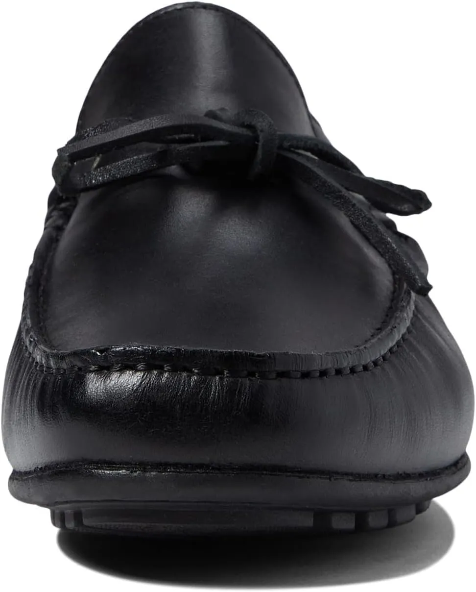 Men's Genuine Leather Casual Slip on Tie-Bow Loafers