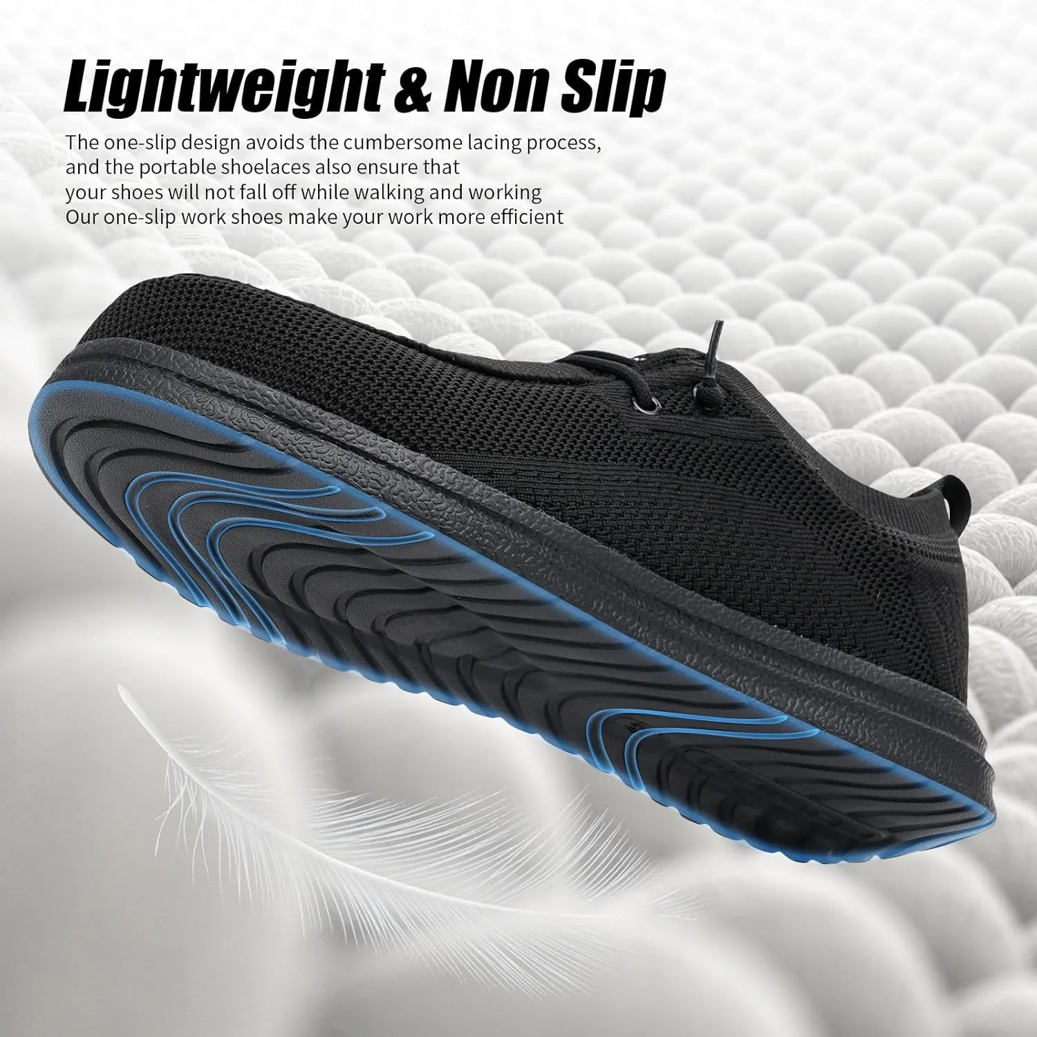 Men's Grey Steel Toe Loafers, Work Safety Shoes, Slip-On, Comfortable, Non-Slip, Breathable, Lightweight