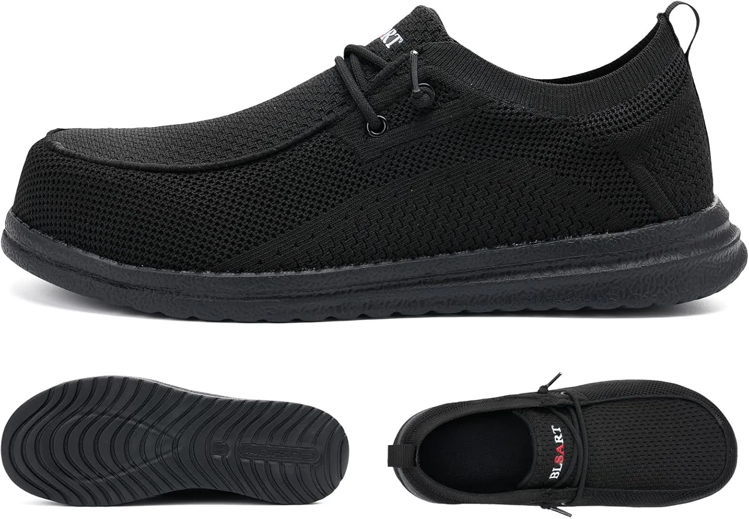 Men's Grey Steel Toe Loafers, Work Safety Shoes, Slip-On, Comfortable, Non-Slip, Breathable, Lightweight
