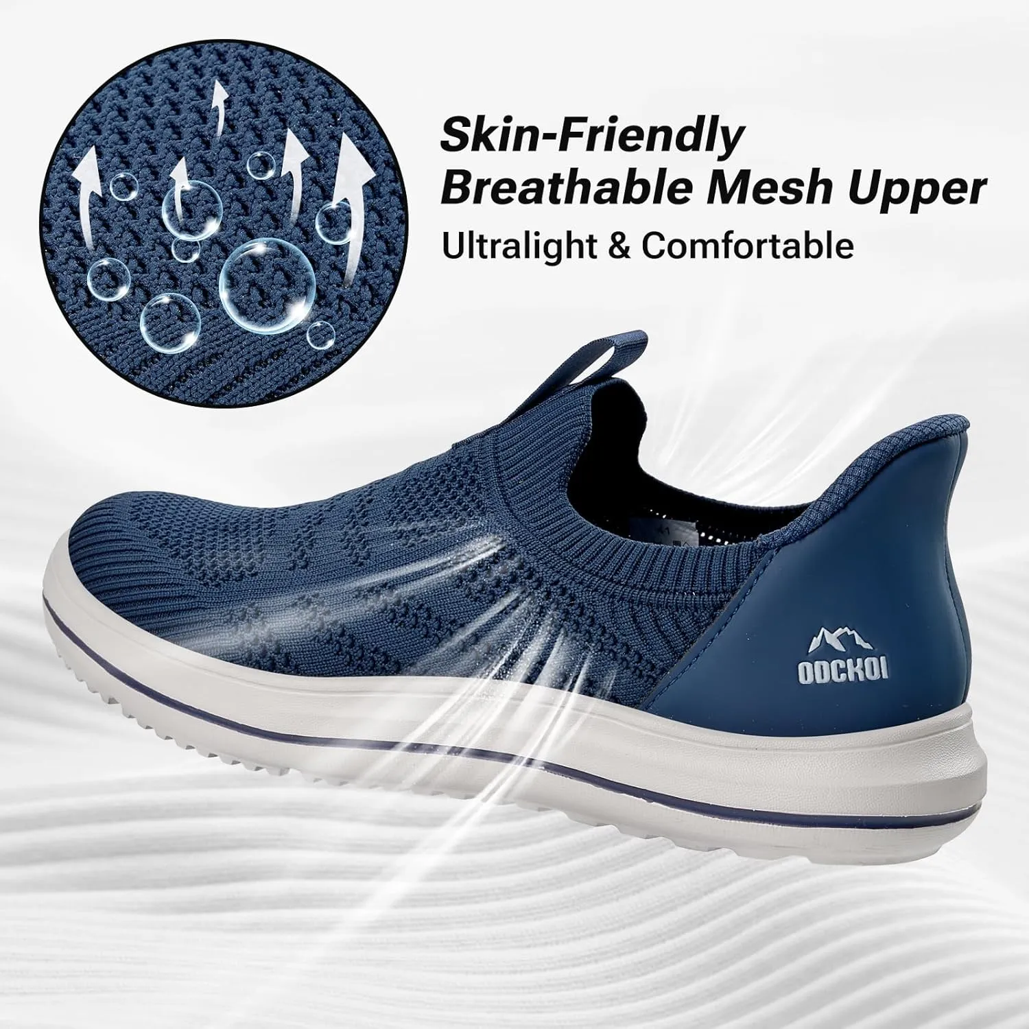 Men’s Hands Free Slip On Walking Shoes Lightweight Athletic Non Slip Sneakers Comfortable Breathable Knit Slip in Casual Shoes