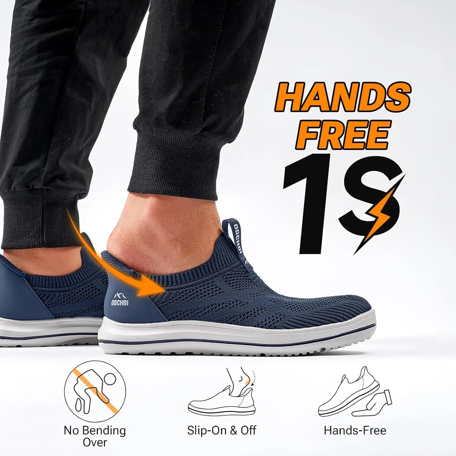 Men’s Hands Free Slip On Walking Shoes Lightweight Athletic Non Slip Sneakers Comfortable Breathable Knit Slip in Casual Shoes
