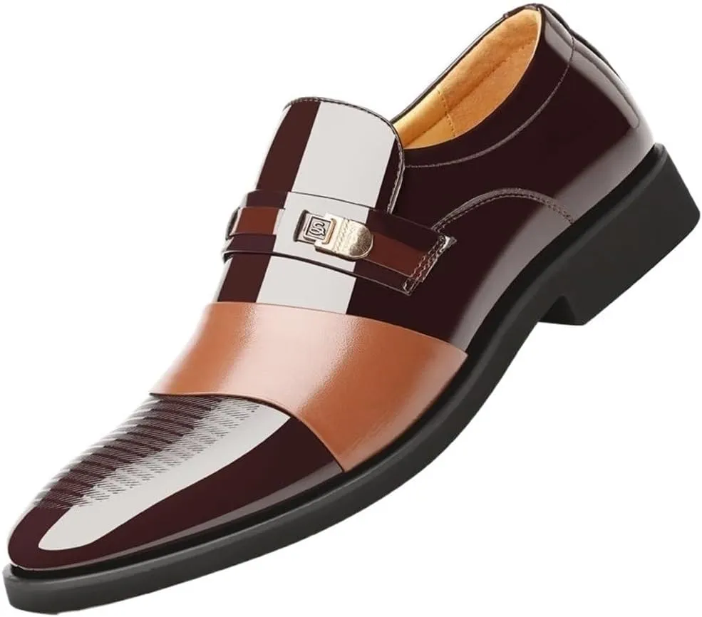 Mens Invisible Elevator Shoes Height Oxford Leather Slip On Business Formal Party Comfort Anti Slip