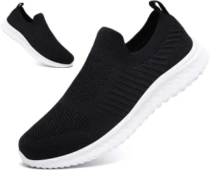 Mens Laceless Slip - on Mesh Knit Sneakers for Casual Athletic Walking & Running - Lightweight, Comfortable, Breathable