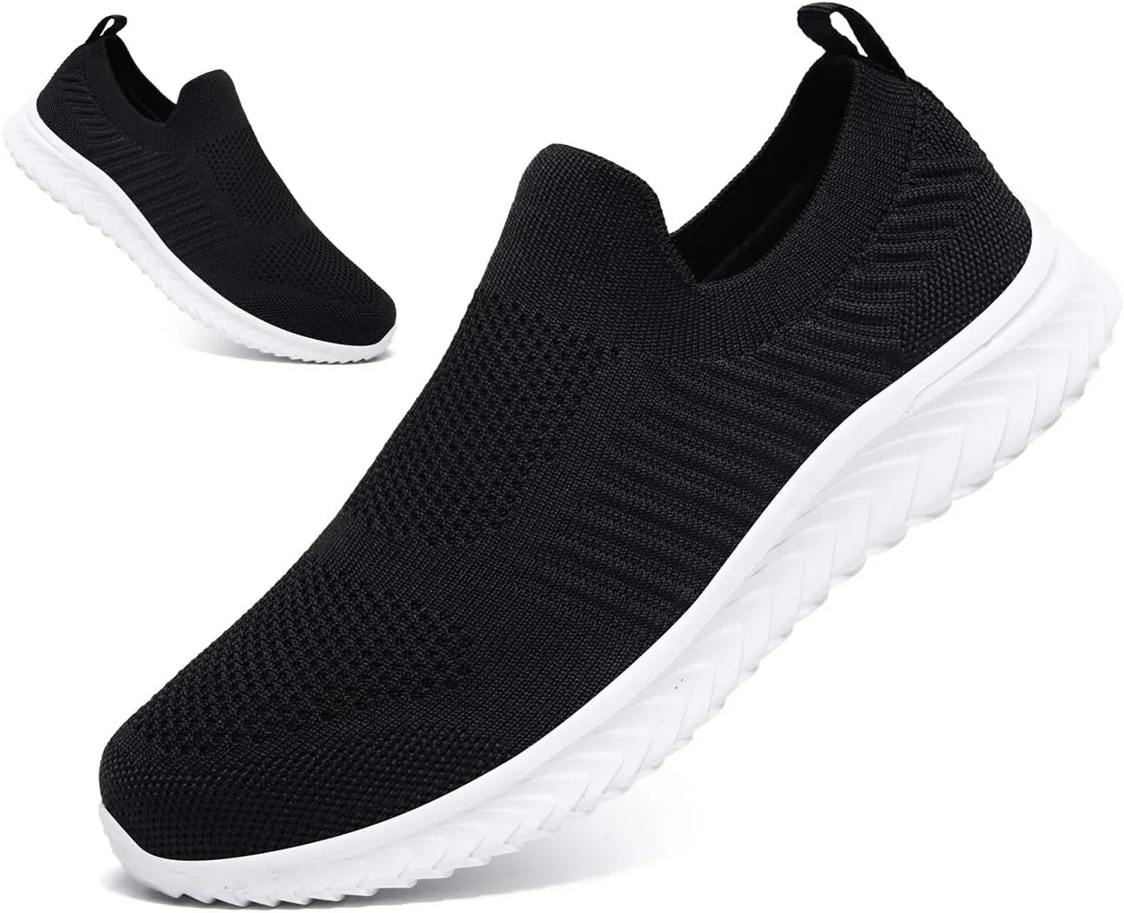 Mens Laceless Slip - on Mesh Knit Sneakers for Casual Athletic Walking & Running - Lightweight, Comfortable, Breathable