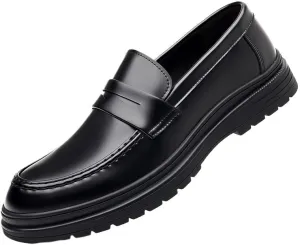 Men's Leather Oxfords Retro Dress Shoes Vintage Slip-on Formal Casual Business Formal Derby Shoes