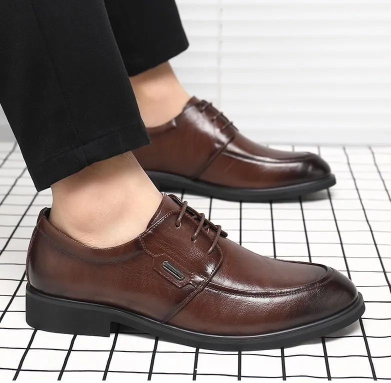Mens Leather Shoes Luxury Slip-on Dress Shoes Wedding Breathable Business Oxford Derby