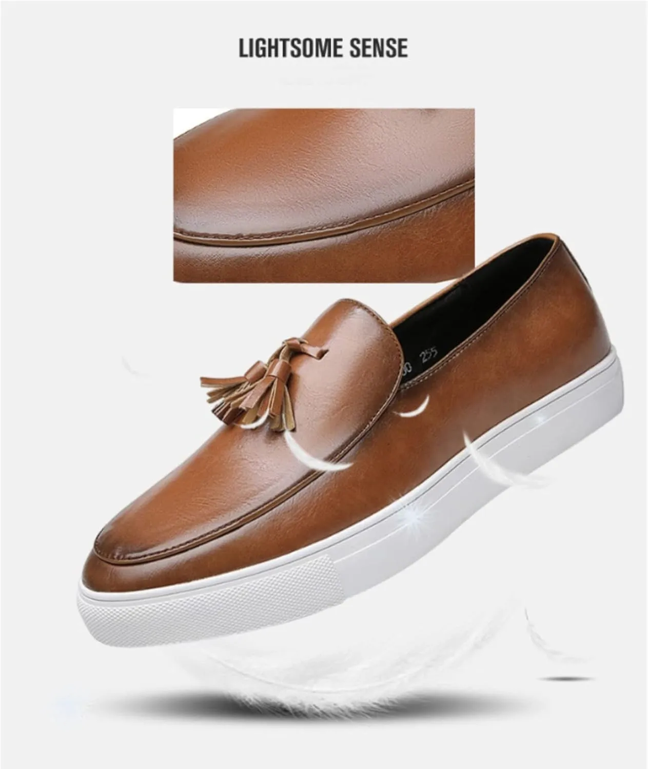 Men's Leather Tassel Slip On Loafers,Personalized Business Luxury Slip-on Leather Shoes,Slip-Resistant Driving Dress Shoes