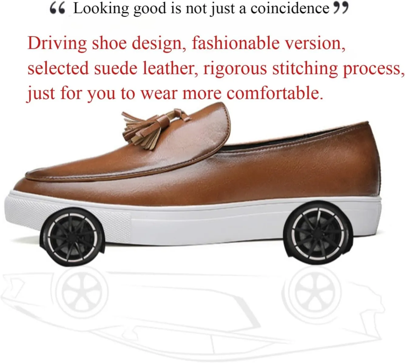Men's Leather Tassel Slip On Loafers,Personalized Business Luxury Slip-on Leather Shoes,Slip-Resistant Driving Dress Shoes