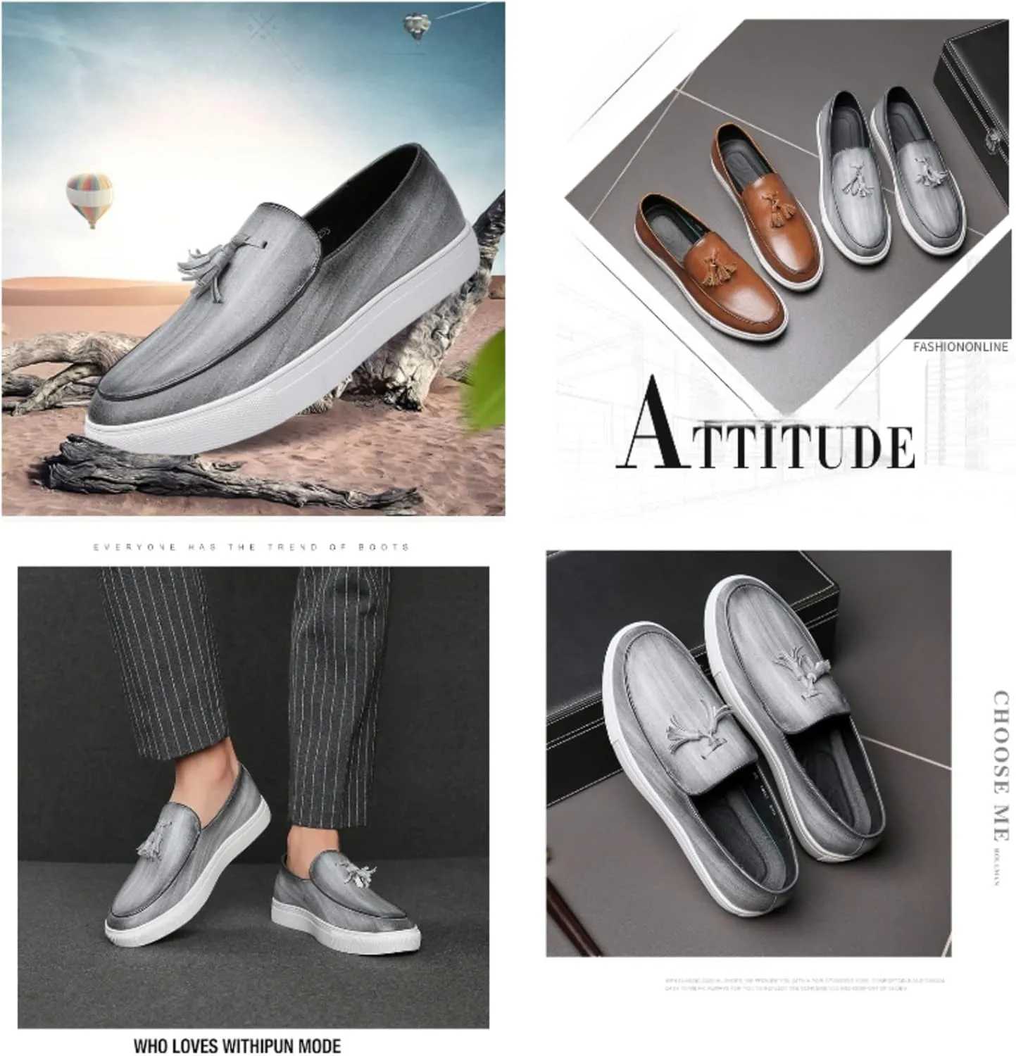 Men's Leather Tassel Slip On Loafers,Personalized Business Luxury Slip-on Leather Shoes,Slip-Resistant Driving Dress Shoes