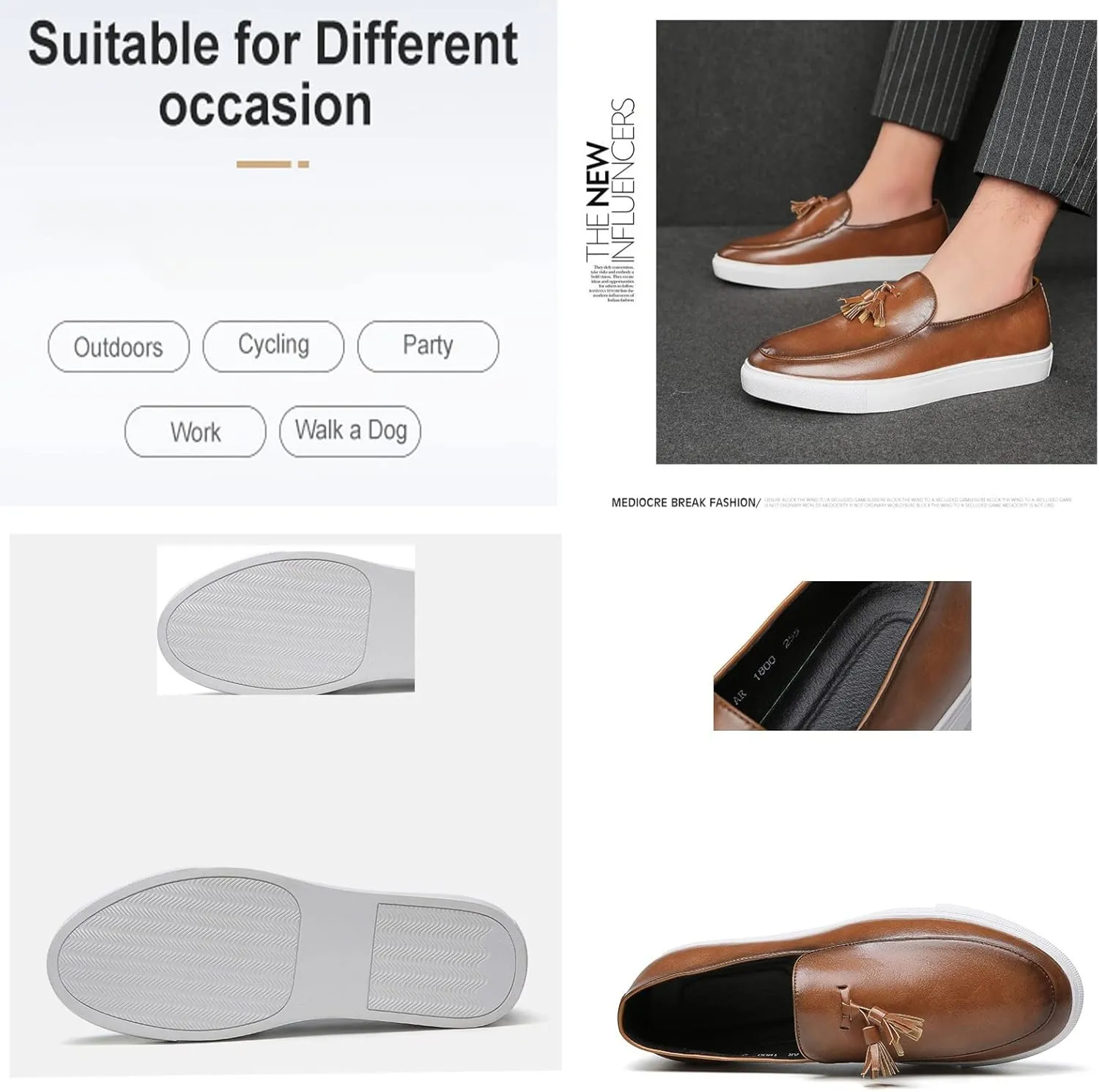 Men's Leather Tassel Slip On Loafers,Personalized Business Luxury Slip-on Leather Shoes,Slip-Resistant Driving Dress Shoes