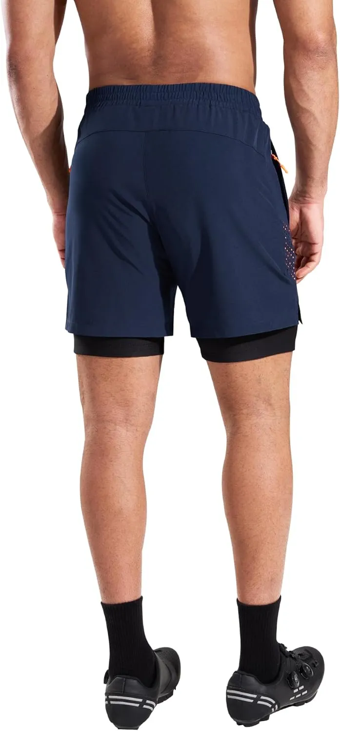Men's Mountain Bike Shorts 4D Padded Cycling Bicycle Biker Riding Loose-fit Gel Padding MTB Shorts Zipper Pockets