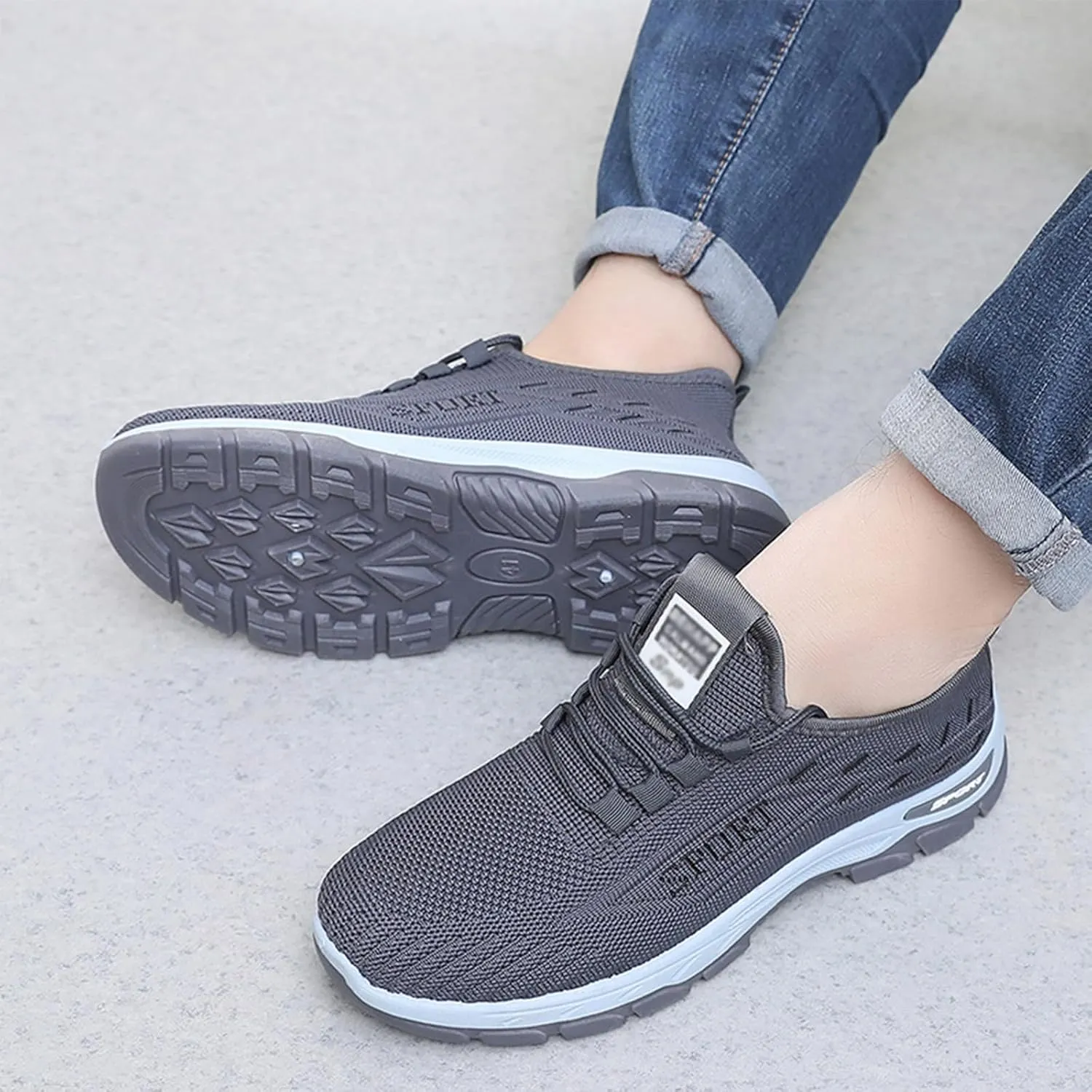 Men's Running Shoes Lightweight Breathe Mesh Sneakers Casual Slip On Walking Shoes