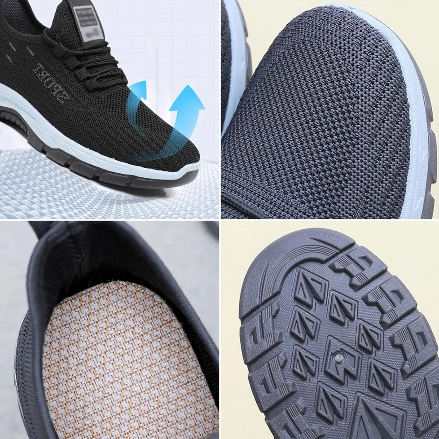 Men's Running Shoes Lightweight Breathe Mesh Sneakers Casual Slip On Walking Shoes